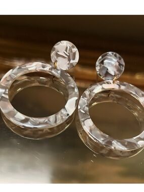 Acrylic Double Open Circle Earrings
